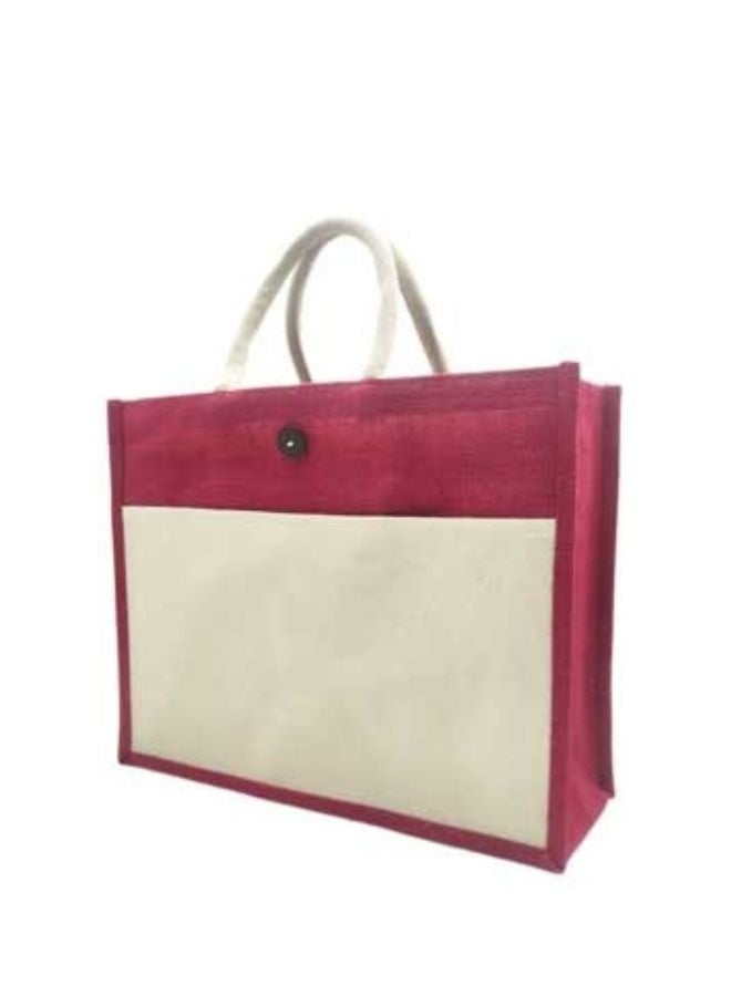 Fatio Set of 10 Eco-Friendly Jute Canvas Bags – Cream and Red, Durable and Stylish - Image 1
